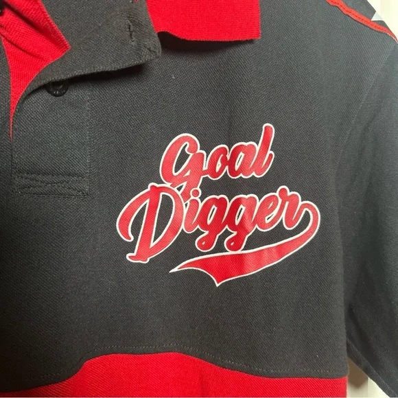 Black Pike Men’s Red Button Jersey XL Shirt Goal Digger Cotton Stars Stripes USA - Picture 10 of 14